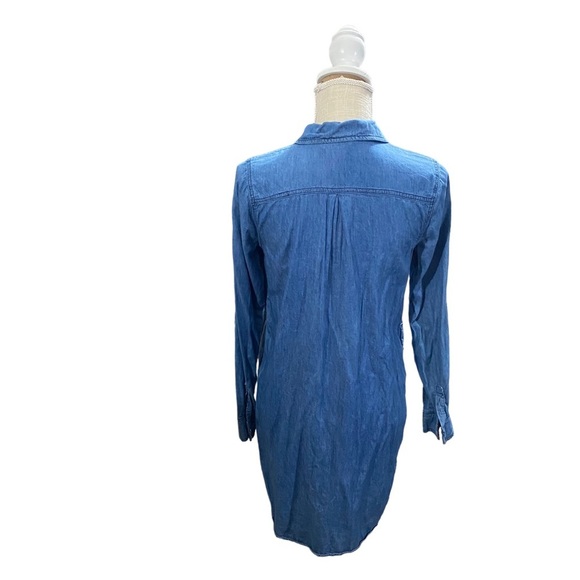Indigo Rein Women Blue Chambray Button-Front Mini Shirt Dress Sz Sm Denim Pocket - Picture 7 of 14